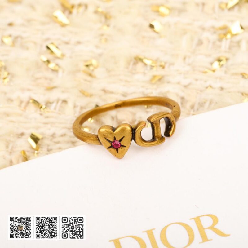 Dior复古爱心珠戒指 - Image 6