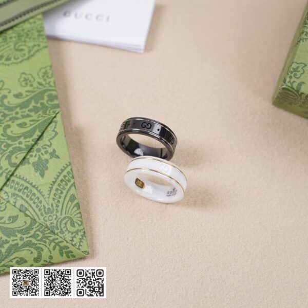 Gucci双g黑白陶瓷戒指