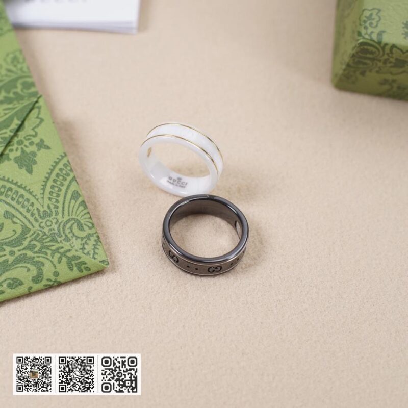 Gucci双g黑白陶瓷戒指 - Image 2