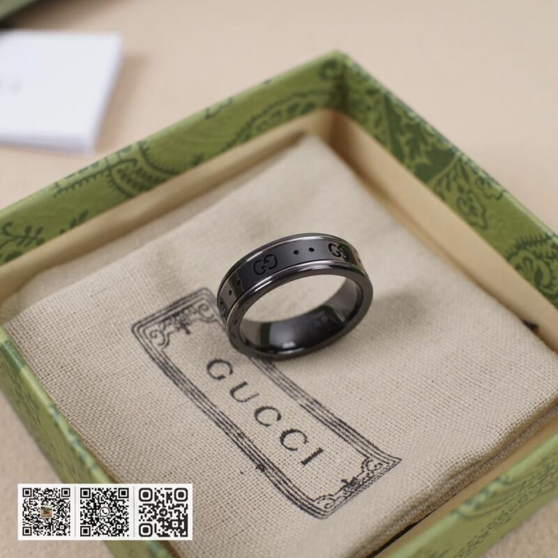 Gucci双g黑白陶瓷戒指 - Image 4