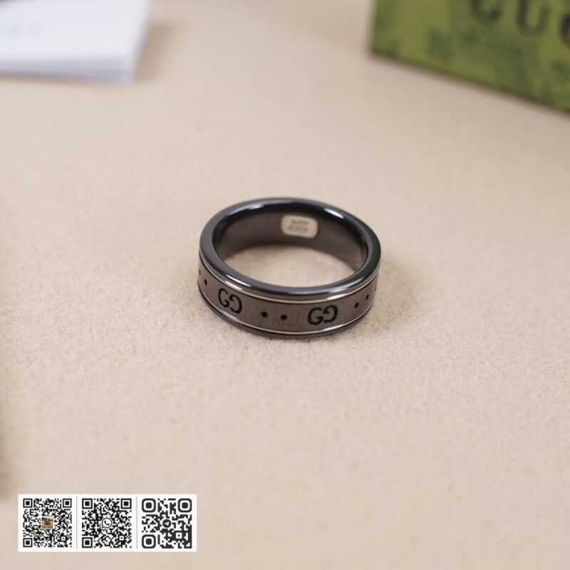Gucci双g黑白陶瓷戒指 - Image 5
