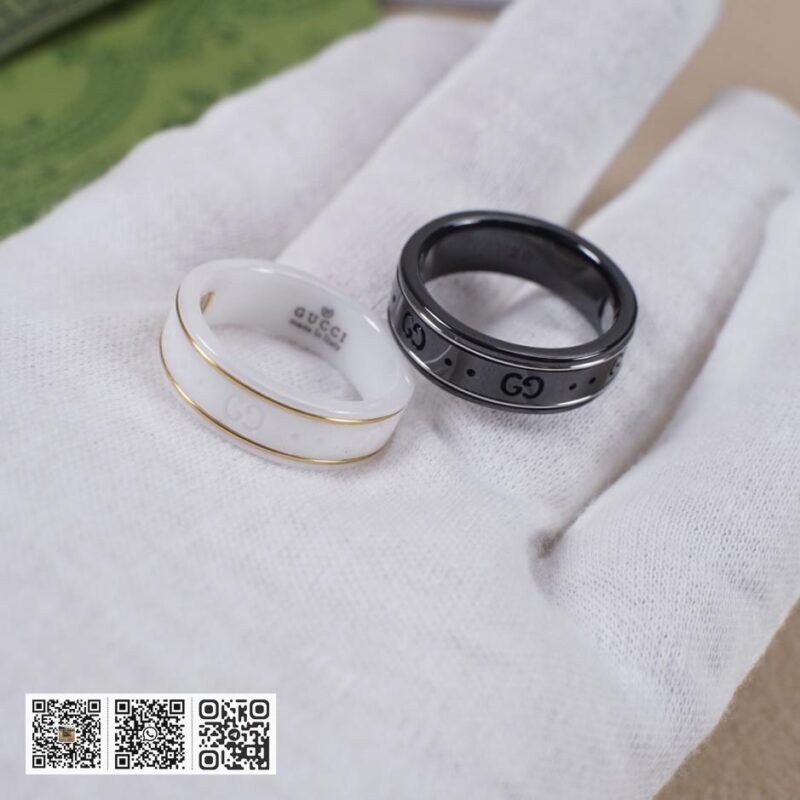 Gucci双g黑白陶瓷戒指 - Image 8
