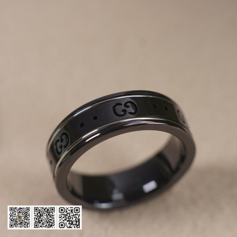 Gucci双g黑白陶瓷戒指 - Image 9
