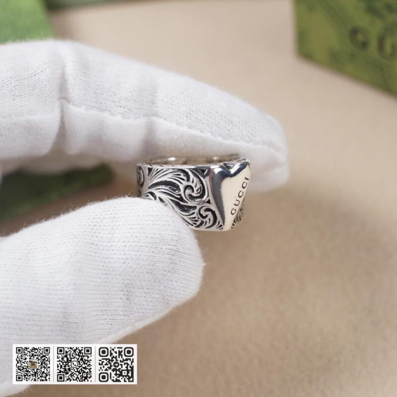 Gucci双g爱心复古银戒指 - Image 6