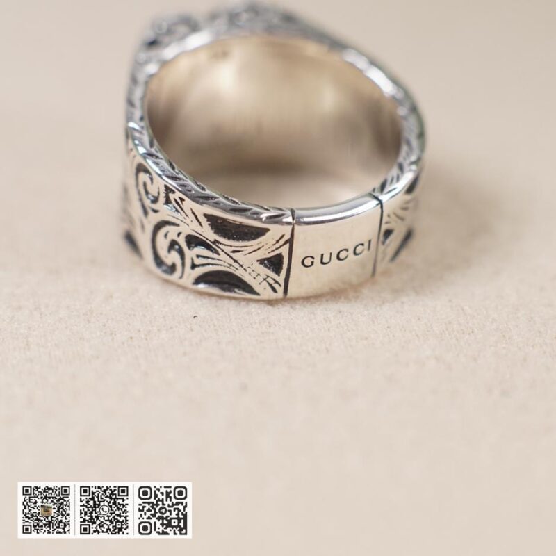Gucci双g爱心复古银戒指 - Image 8