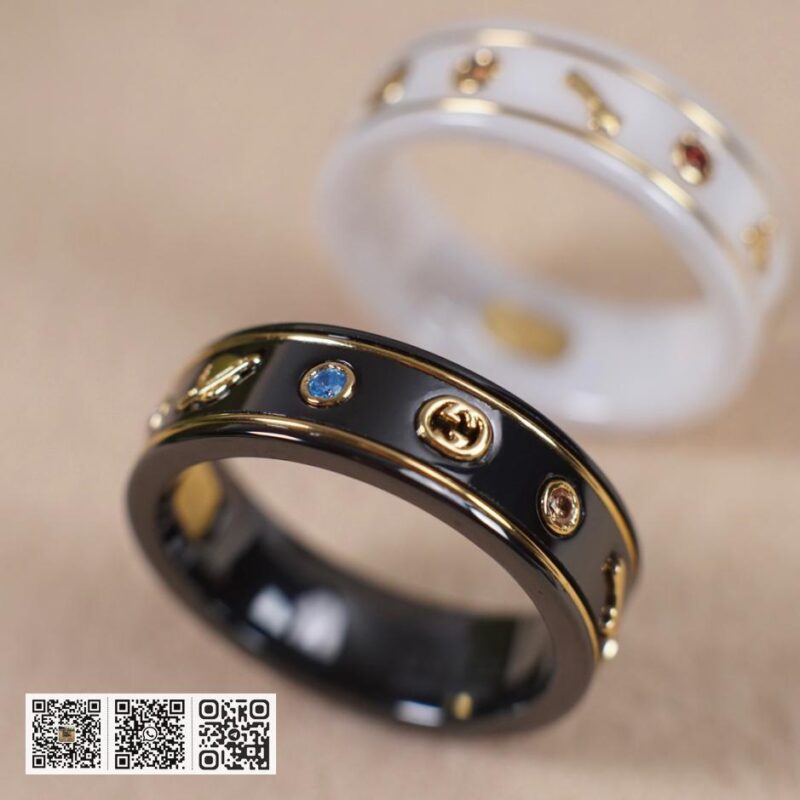 Gucci双g彩色宝石陶瓷戒指 - Image 2