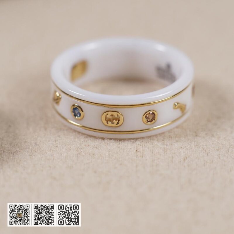 Gucci双g彩色宝石陶瓷戒指 - Image 3