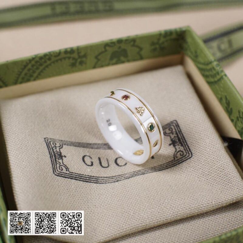 Gucci双g彩色宝石陶瓷戒指 - Image 6