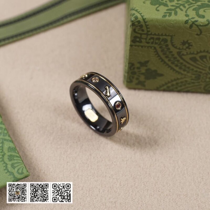Gucci双g彩色宝石陶瓷戒指 - Image 8