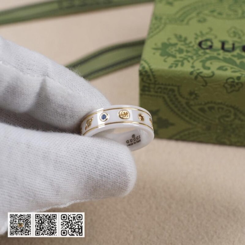 Gucci双g彩色宝石陶瓷戒指 - Image 9