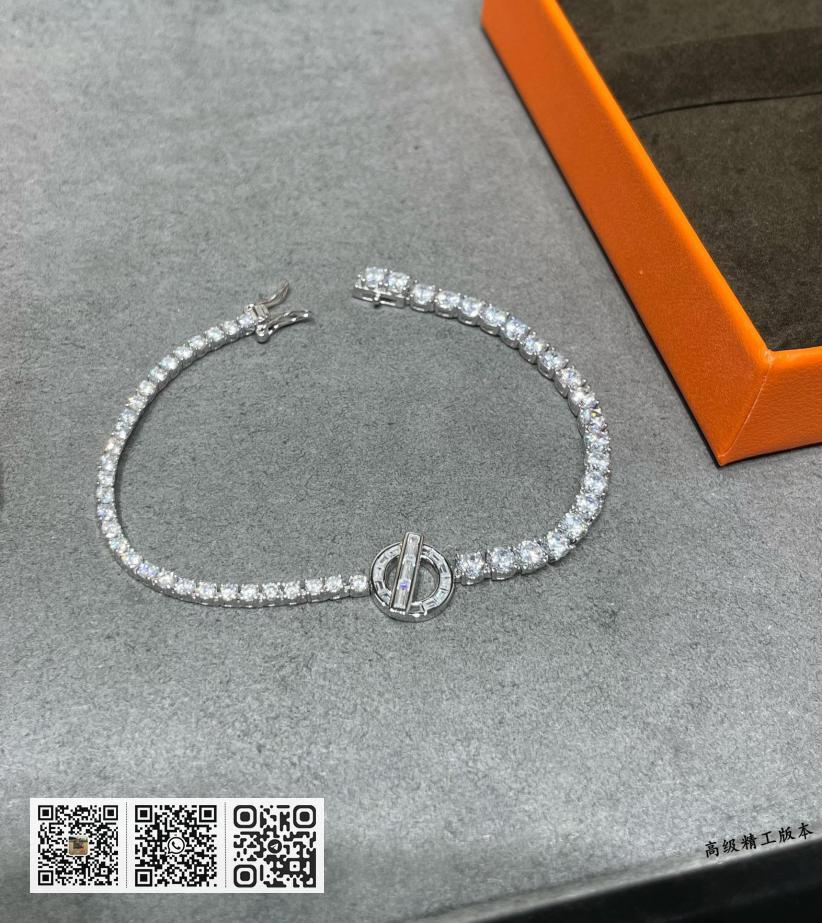 Hermes 925纯银方钻手链 - Image 4