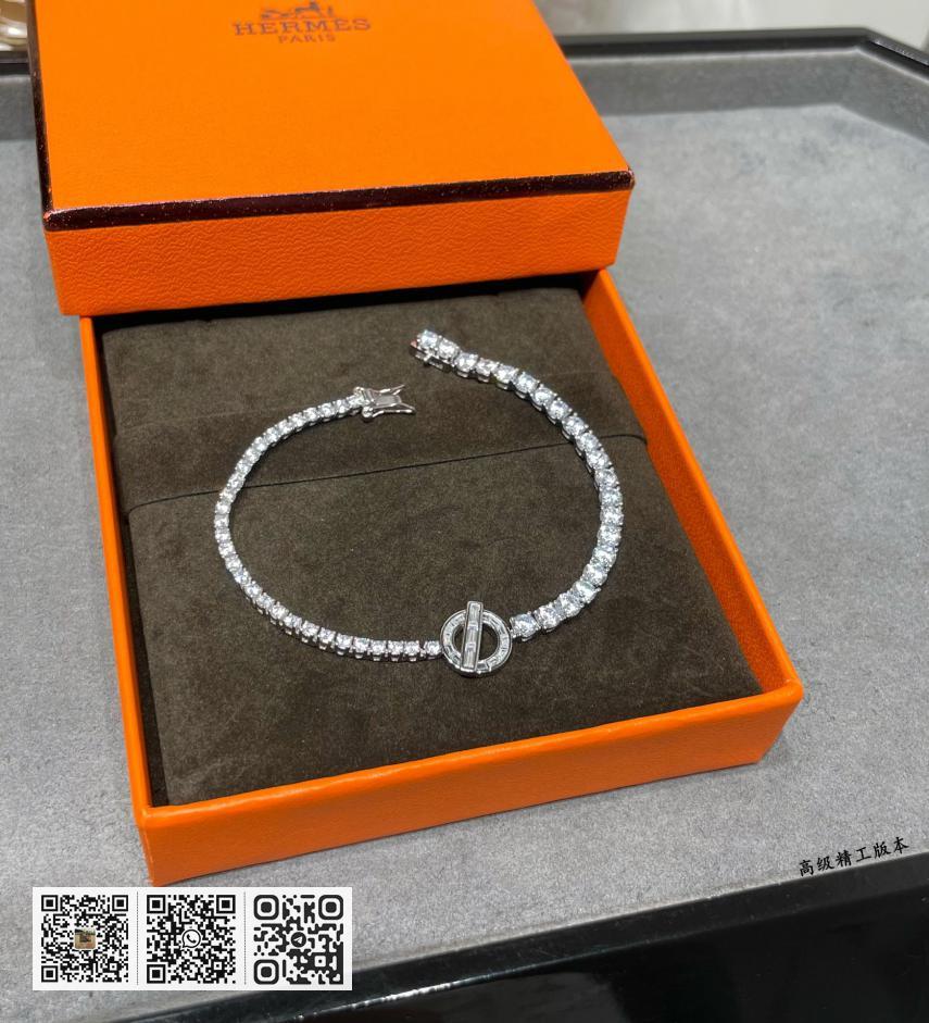 Hermes 925纯银方钻手链 - Image 6