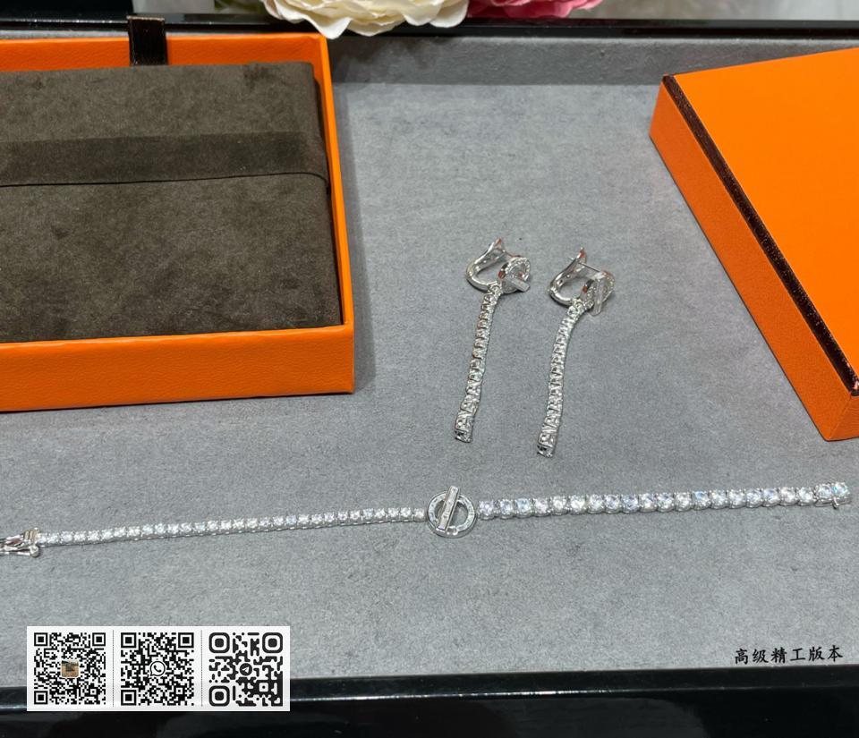 Hermes 925纯银方钻手链 - Image 8