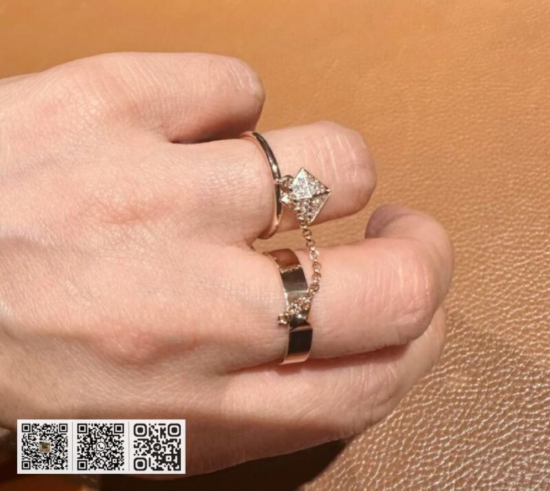 Hermes V金二合一铆钉戒指