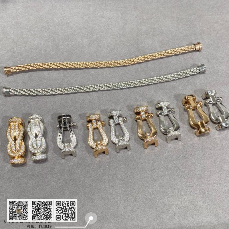 Fred黑白钻大号马蹄扣钢绳手链 - Image 8