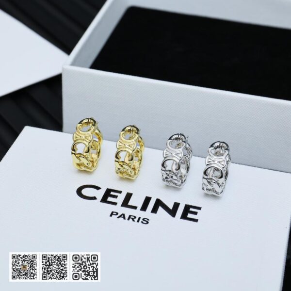 Celine 凯旋门字母素圈耳环 (03C2)