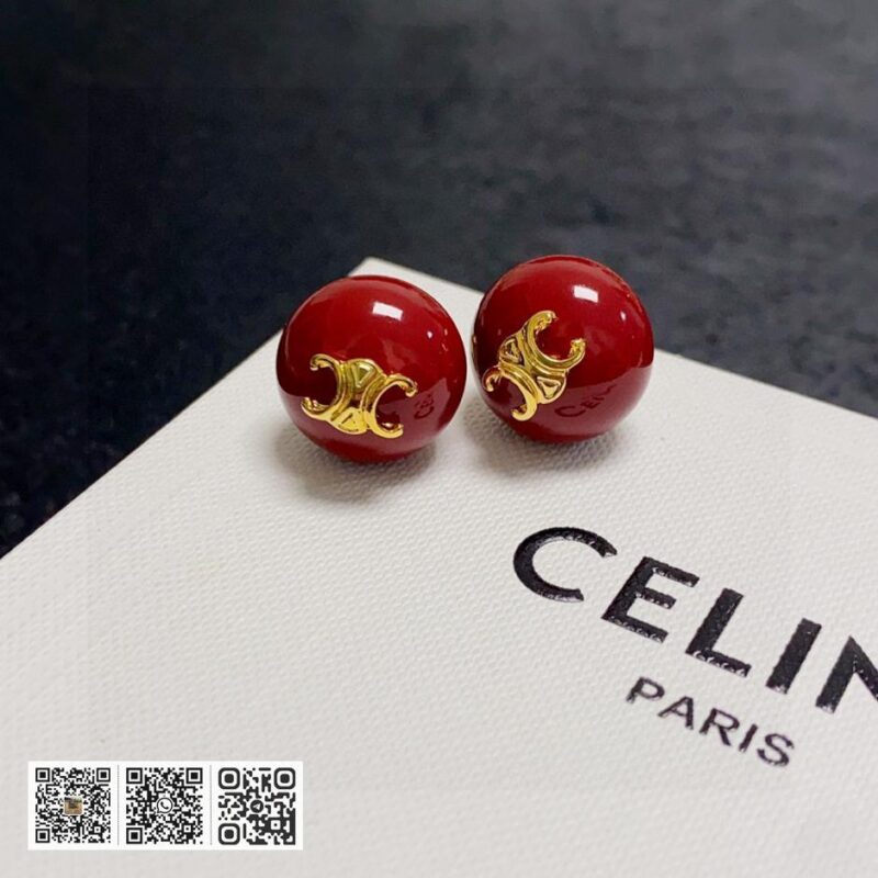 Celine 凯旋门新年红色耳环(CB3D)