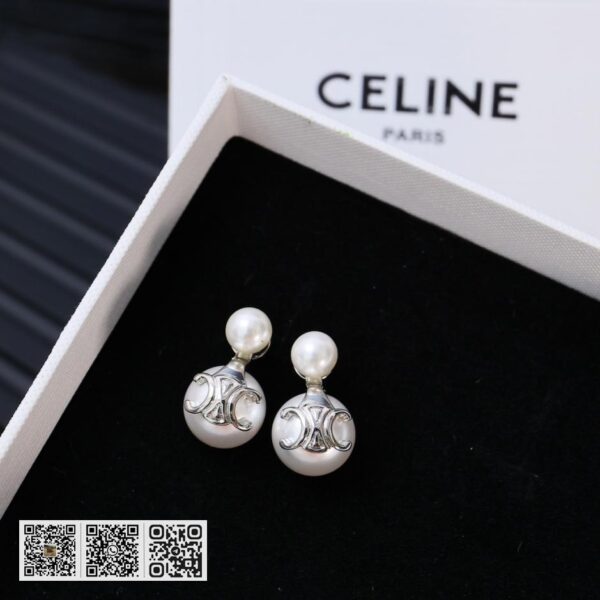 Celine 凯旋门 珍珠灯泡耳环(9D5A)