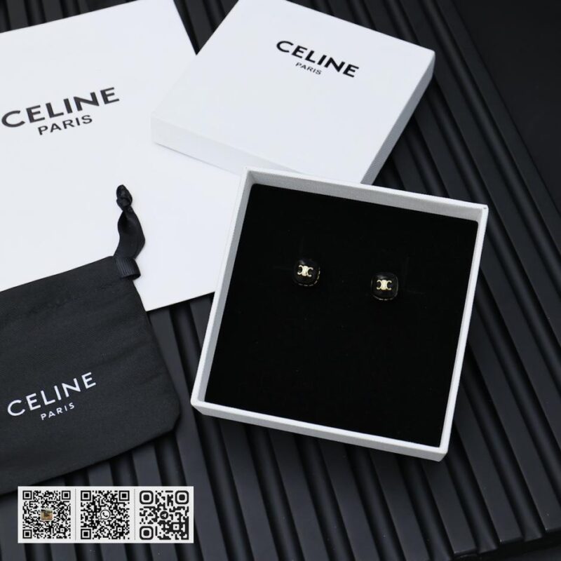 Celine 凯旋门新款四方珐琅满钻耳环(A995) - Image 5