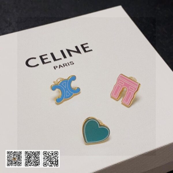 Celine 凯旋门、爱心三件式耳环 (DF92)