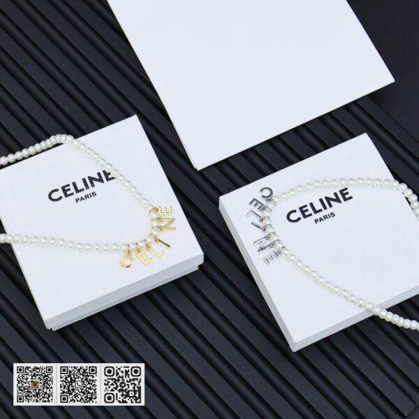 Celine 凯旋门 经典字母珍珠项链 (91D0)