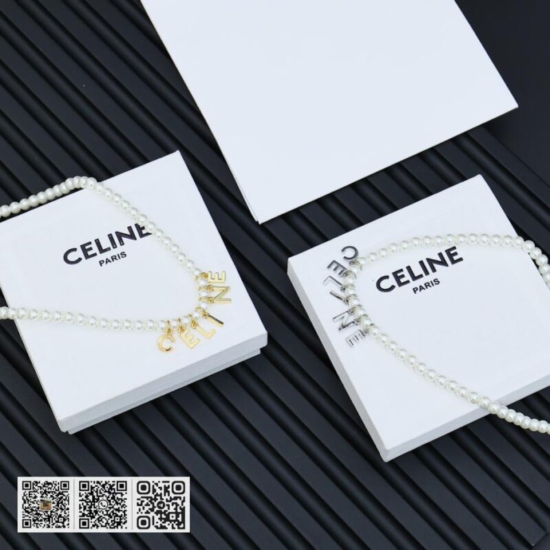 Celine 凯旋门 经典字母珍珠项链 (91D0)