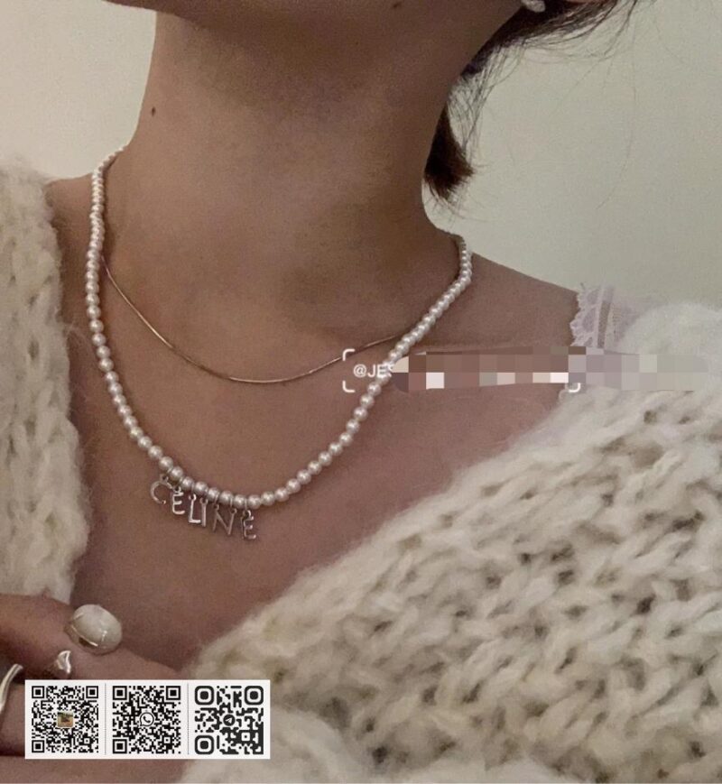 Celine 凯旋门 经典字母珍珠项链 (91D0) - Image 8