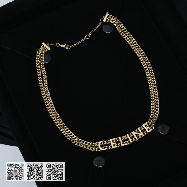 Celine 凯旋门金双层字母项链 (0AF4)