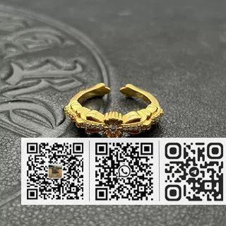 克罗心22K金色镶钻开口小十字花戒指 (73BE)