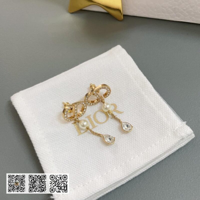 Dior CD吊珠水钻耳环(E9E3) - Image 3