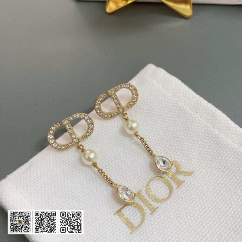 Dior CD吊珠水钻耳环(E9E3) - Image 6