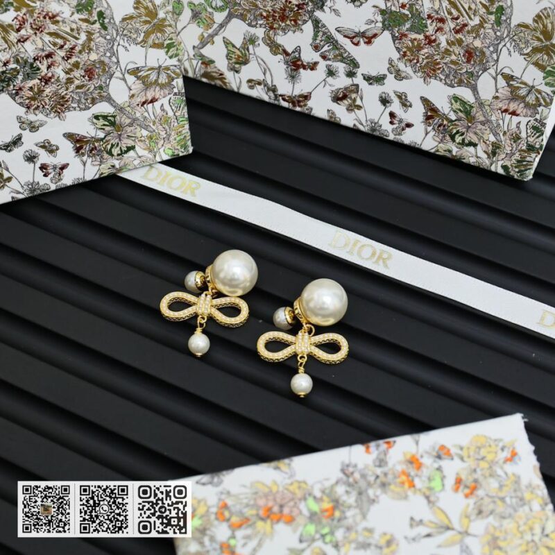 Dior 25爆品仙女蝴蝶结珍珠耳环(593F) - Image 2