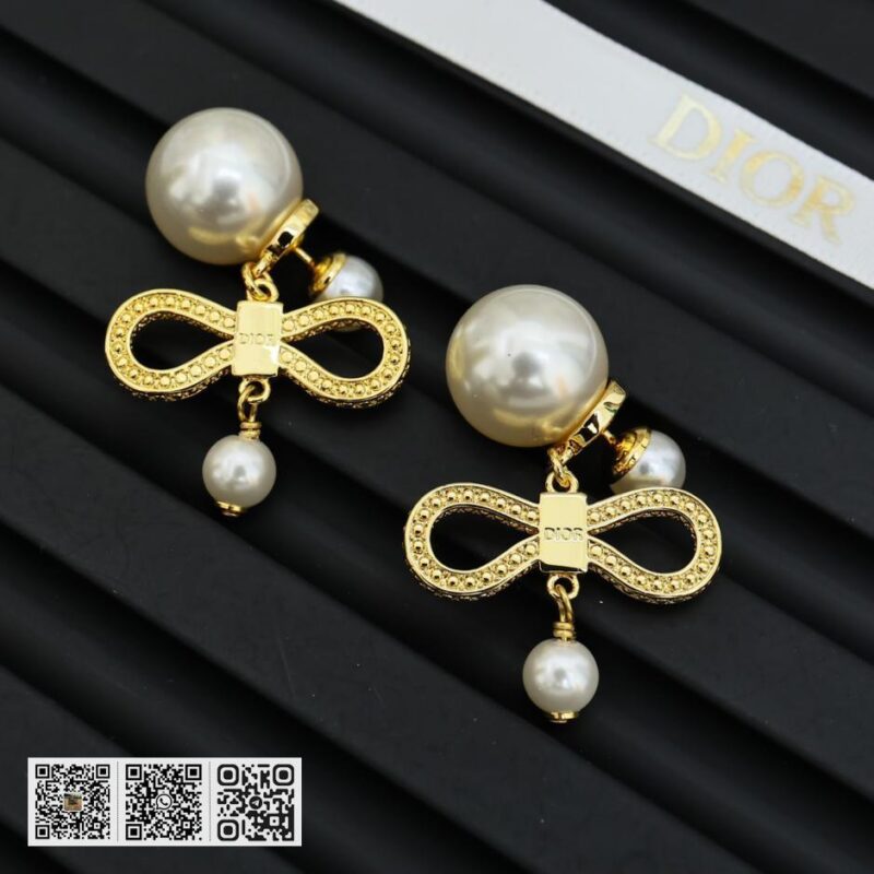 Dior 25爆品仙女蝴蝶结珍珠耳环(593F) - Image 4