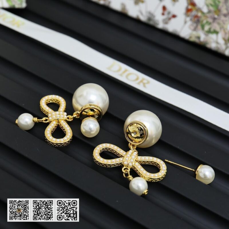 Dior 25爆品仙女蝴蝶结珍珠耳环(593F) - Image 5