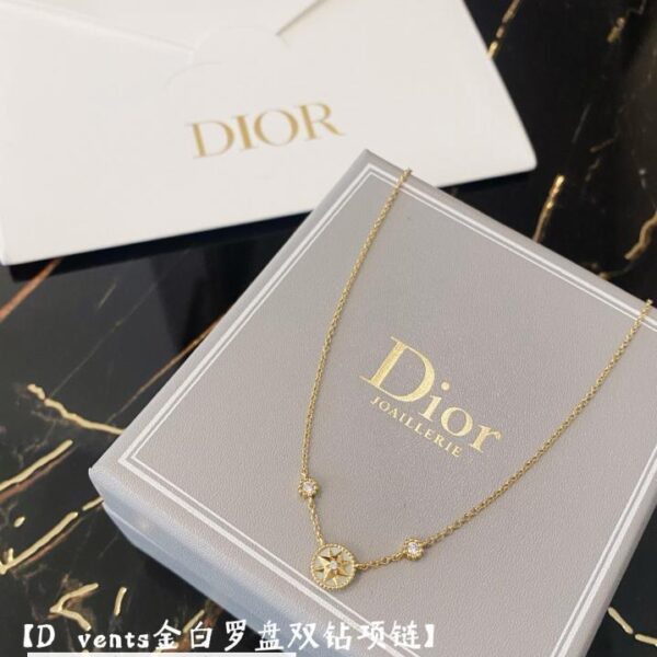 Dior vents金白罗盘双钻项链(DE6C)