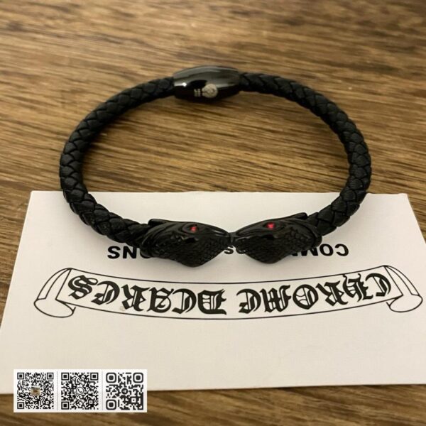 Chrome Hearts 克罗心经典复古蛇头皮绳手镯 (F2F8)