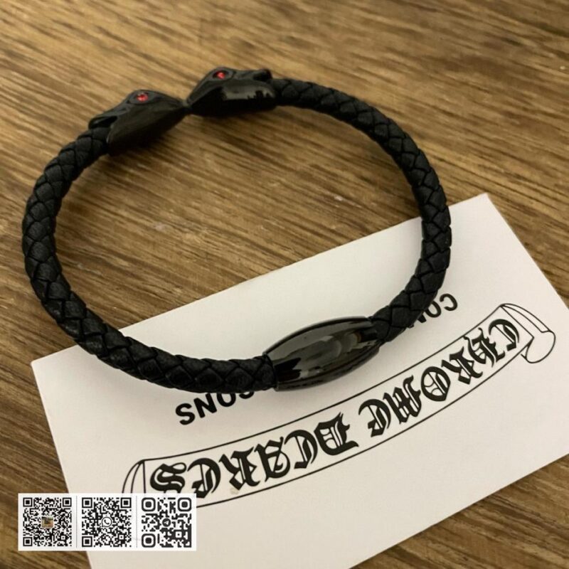 Chrome Hearts 克罗心经典复古蛇头皮绳手镯 (F2F8) - Image 5