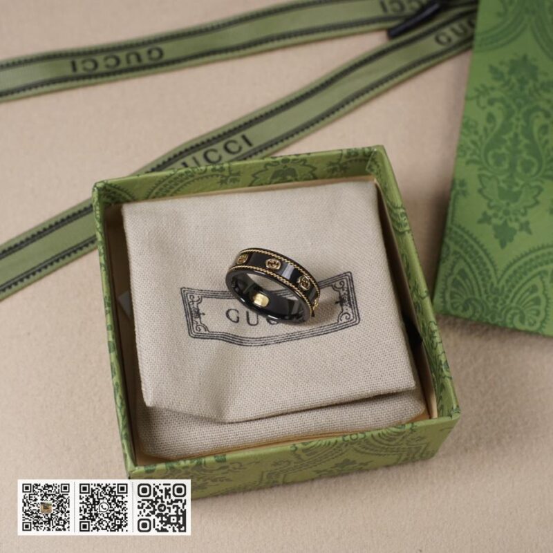通体925纯银 Gucci 双g字母麻绳陶瓷戒指Icon系列(C952) - Image 4