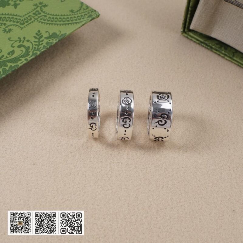 通体925纯银 Gucci 小精灵骷髅戒指Ghost系列 情侣款(AFE3) - Image 2