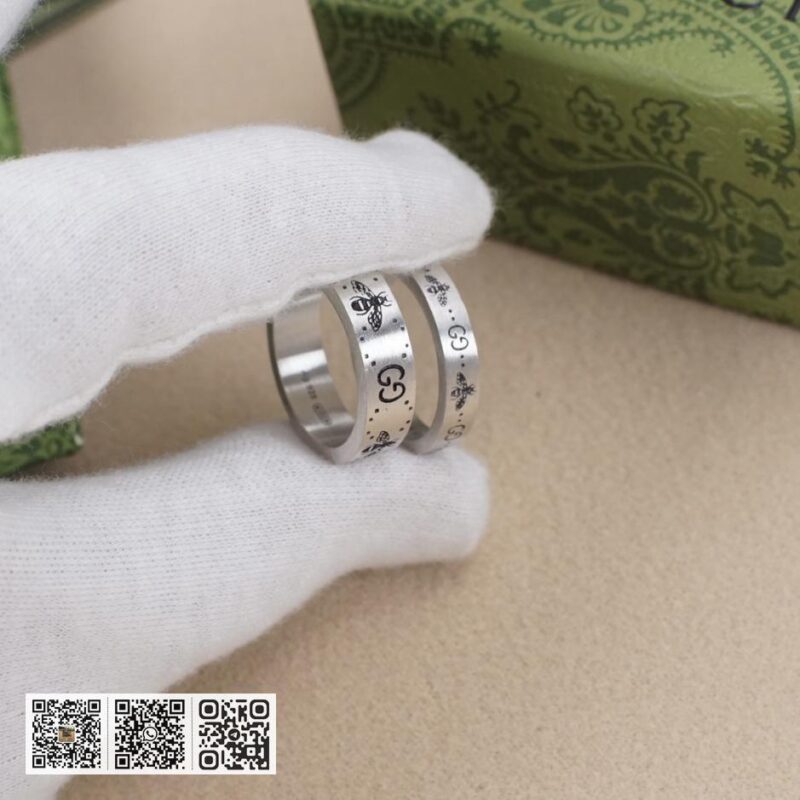 通体925纯银 Gucci 蜜蜂刻花戒指(3302) - Image 6