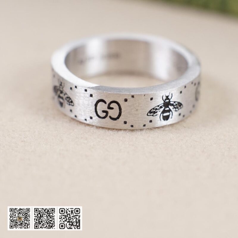 通体925纯银 Gucci 蜜蜂刻花戒指(3302) - Image 9