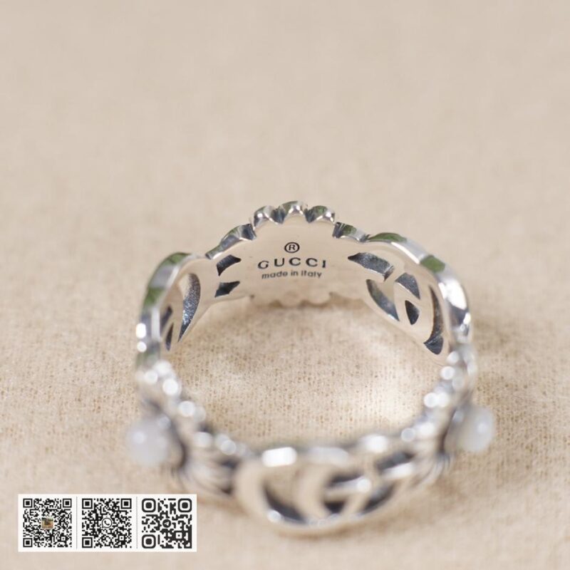 通体925纯银 Gucci 互扣式双g小雏菊复古戒指 (238B) - Image 7