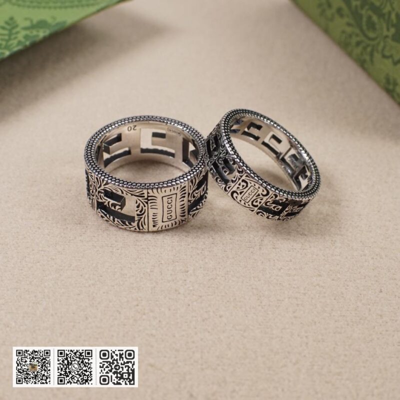 通体925纯银 Gucci 方形G图案镂空银戒指 情侣戒指G-gube系列(16A3) - Image 2