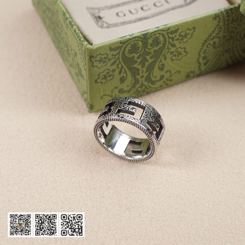 通体925纯银 Gucci 方形G图案镂空银戒指 情侣戒指G-gube系列(16A3) - Image 3