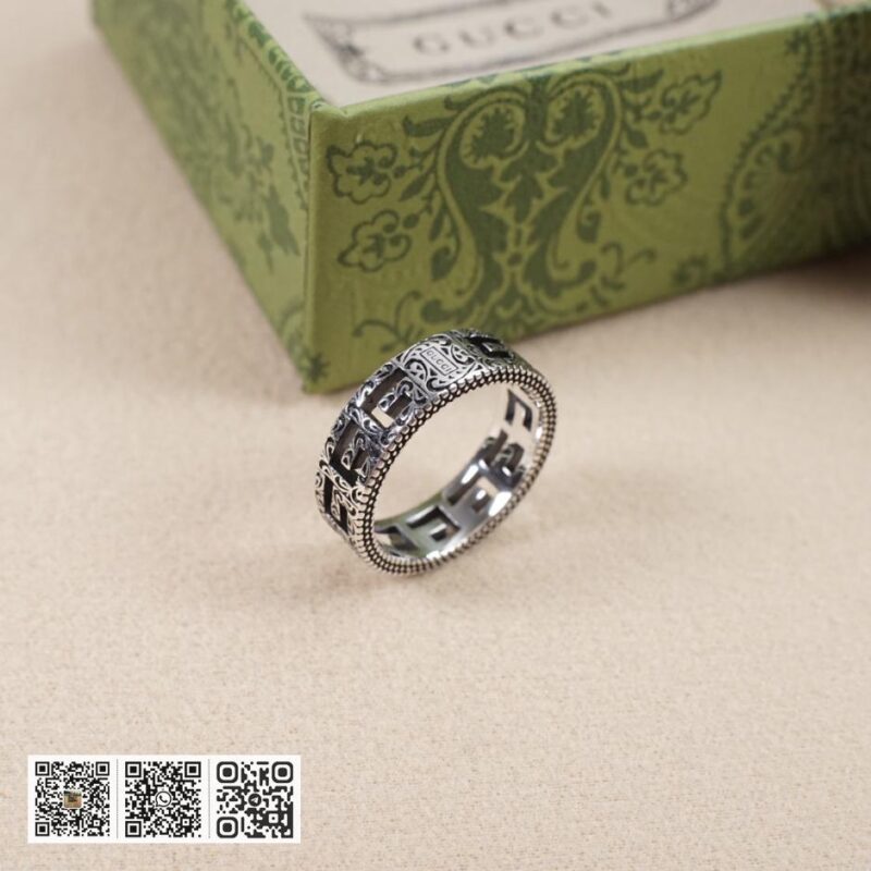 通体925纯银 Gucci 方形G图案镂空银戒指 情侣戒指G-gube系列(16A3) - Image 4