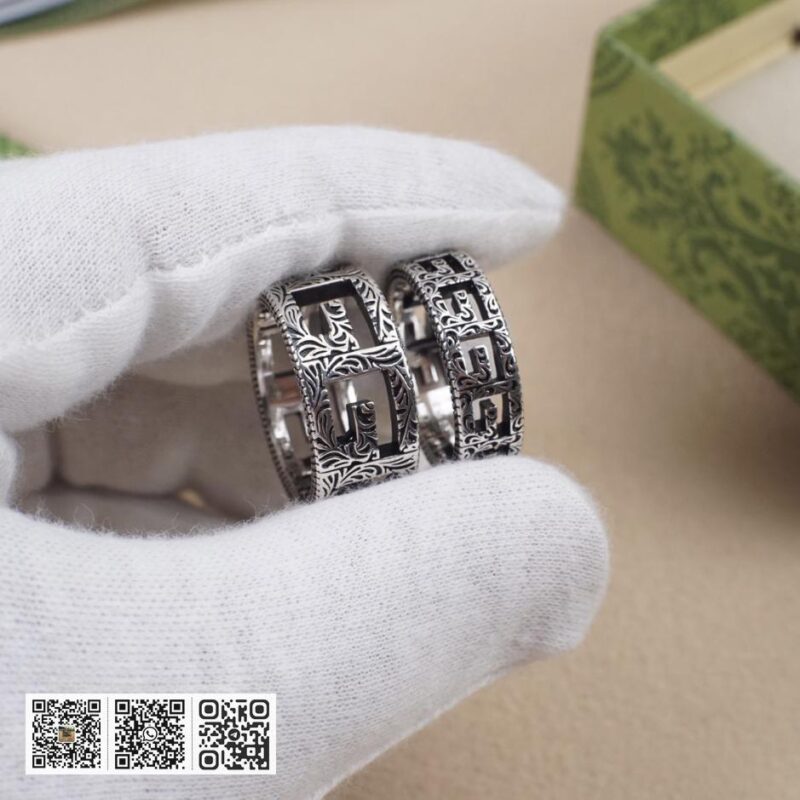 通体925纯银 Gucci 方形G图案镂空银戒指 情侣戒指G-gube系列(16A3) - Image 6