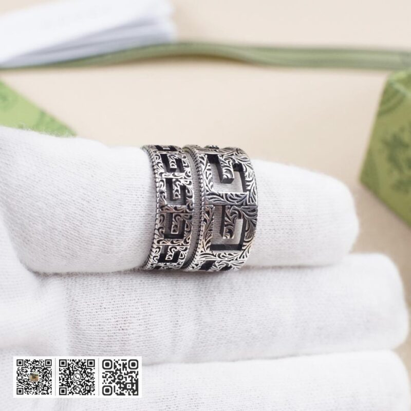通体925纯银 Gucci 方形G图案镂空银戒指 情侣戒指G-gube系列(16A3) - Image 7