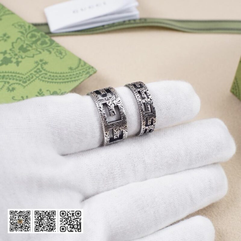 通体925纯银 Gucci 方形G图案镂空银戒指 情侣戒指G-gube系列(16A3) - Image 8