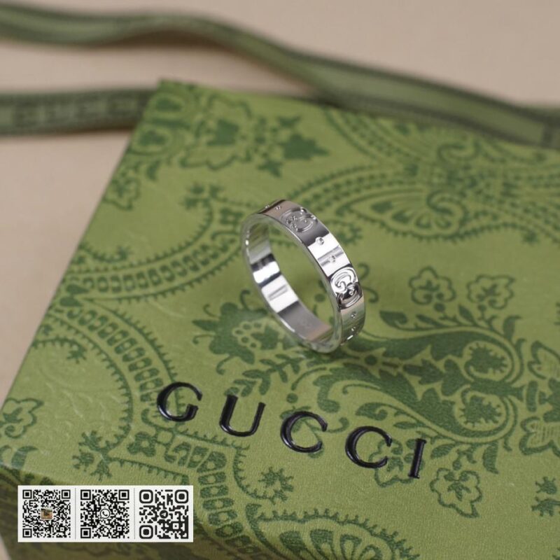 通体925纯银 Gucci 双g字母光面戒指Icon系列(559A) - Image 2