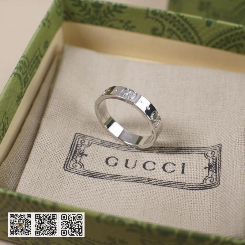 通体925纯银 Gucci 双g字母光面戒指Icon系列(559A) - Image 3